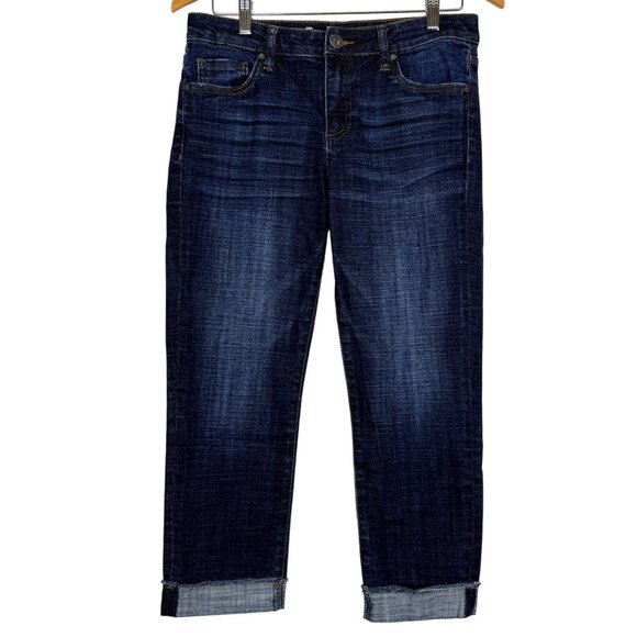 Kut From The Kloth Amy Crop Straight Leg Sz 6 Dark Wash Cuffed (Actual 31x24) - Picture 1 of 12